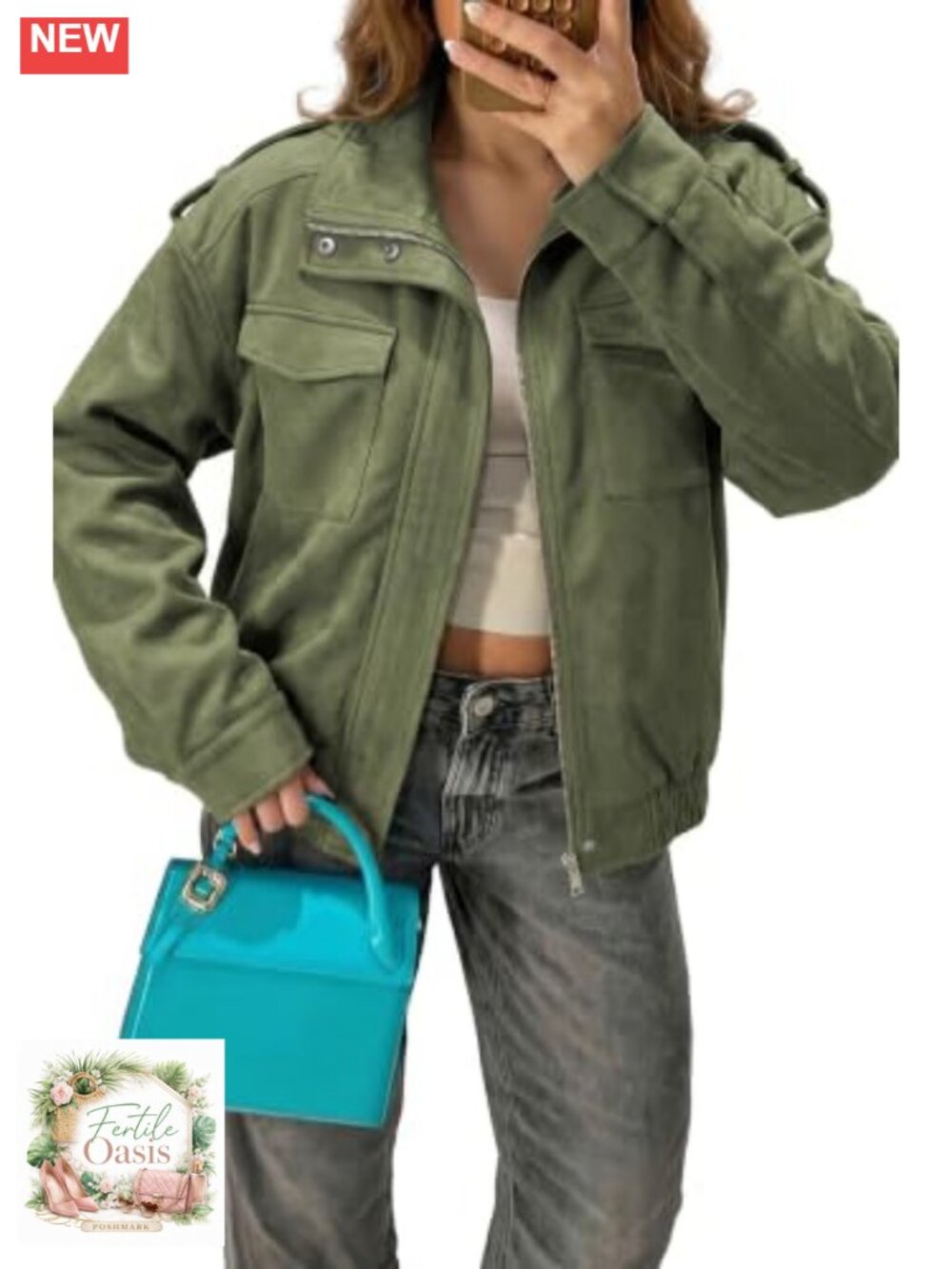 Women's Faux Leather Bomber Jacket Long Sleeve Cropped Coat